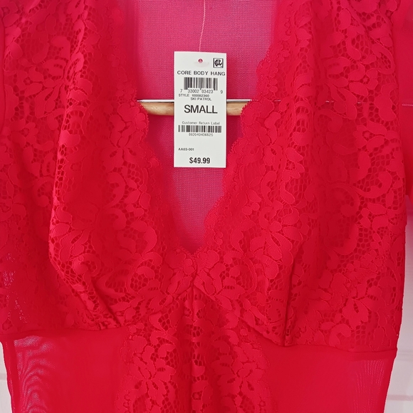 INC red lace bodysuit, NWT, size S - Picture 2 of 6